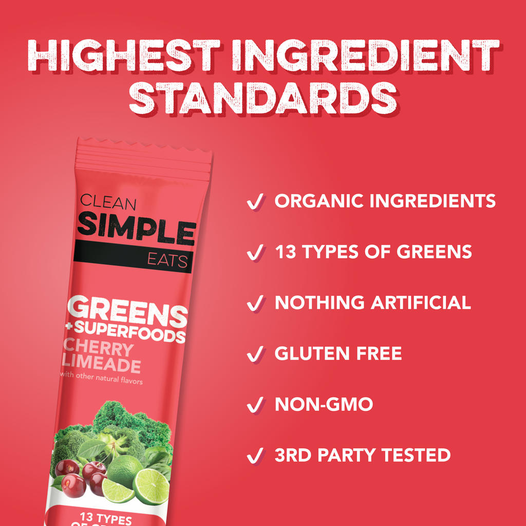 cleansimpleeats Greens: Cherry Limeade (10 Single Serving Stick Packs)