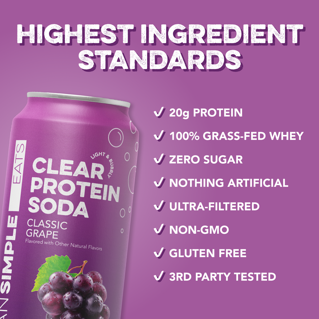 cleansimpleeats Clear Protein Soda: Classic Grape (16 Oz. | 12 Pack)