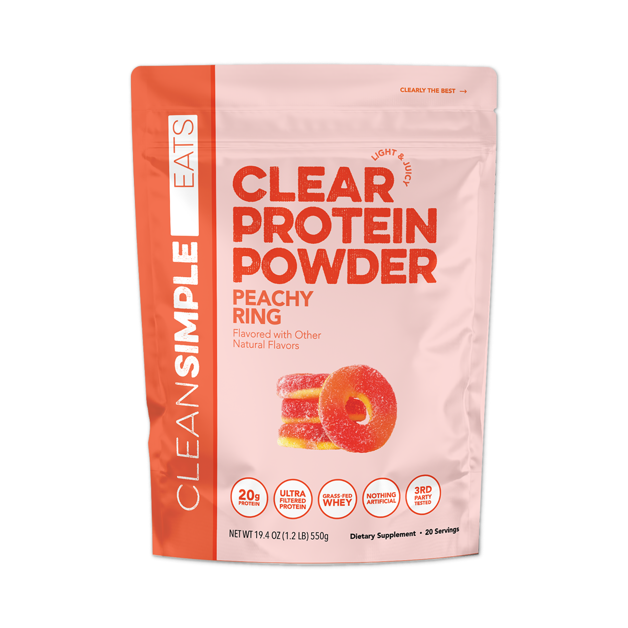 cleansimpleeats Clear Protein Powder: Peachy Ring (20 Serving)