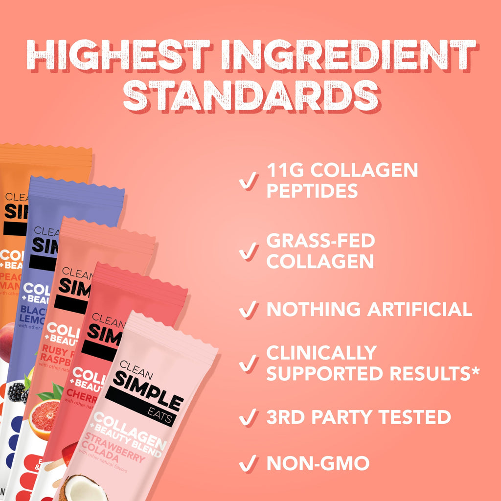cleansimpleeats Collagen + Beauty Blend: Variety Pack (10 Single Serving Stick Pack)