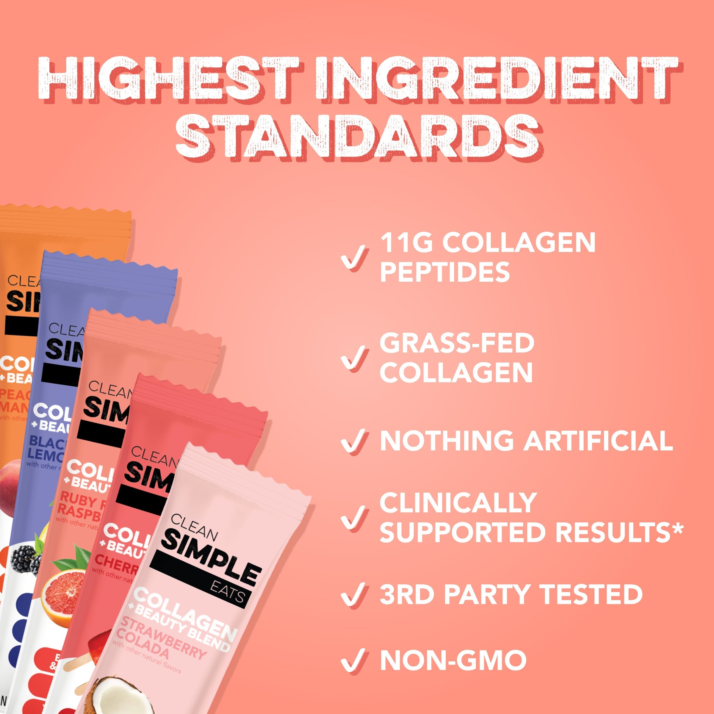 cleansimpleeats Collagen + Beauty Blend: Variety Pack (10 Single Serving Stick Pack)