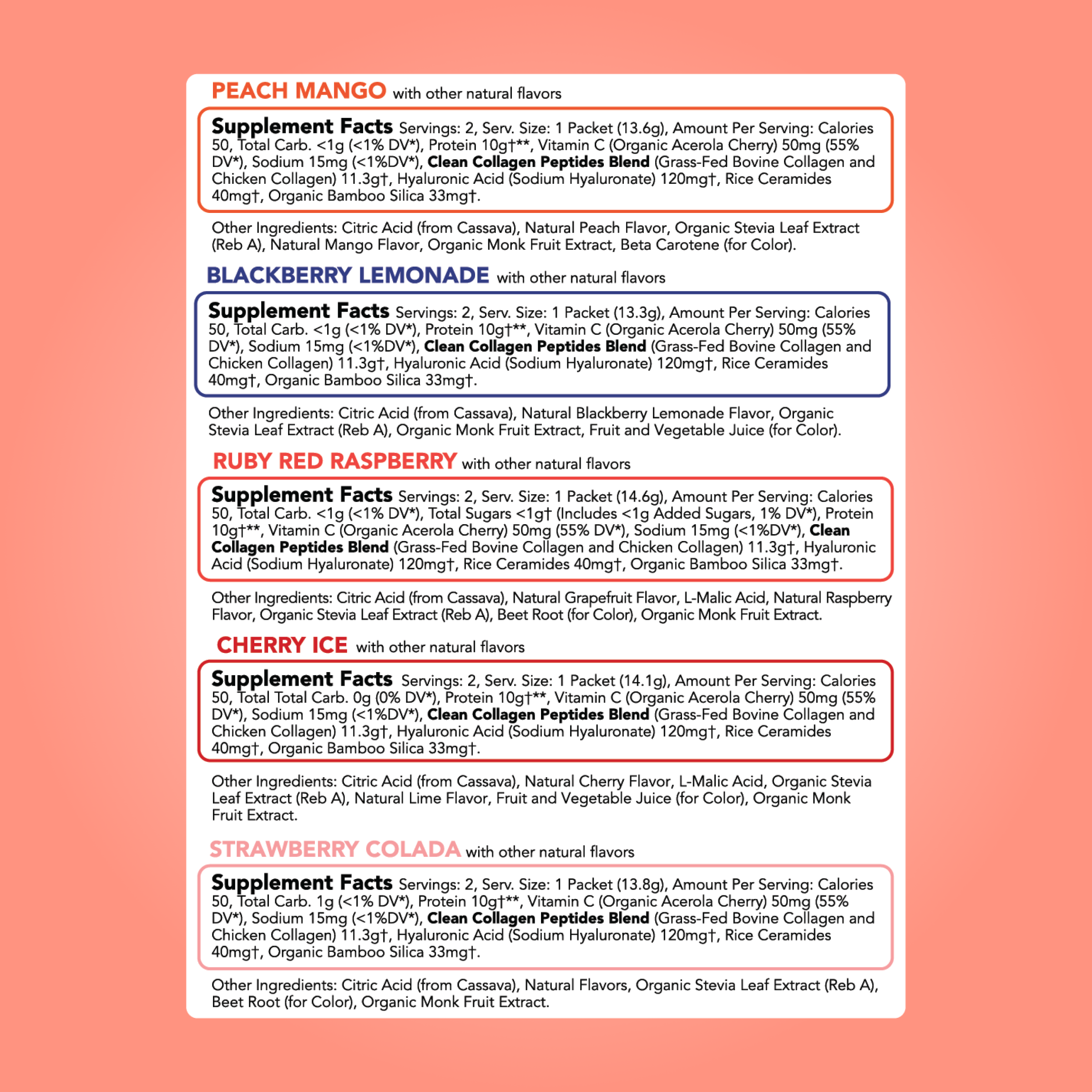 cleansimpleeats Collagen + Beauty Blend: Variety Pack (10 Single Serving Stick Pack)