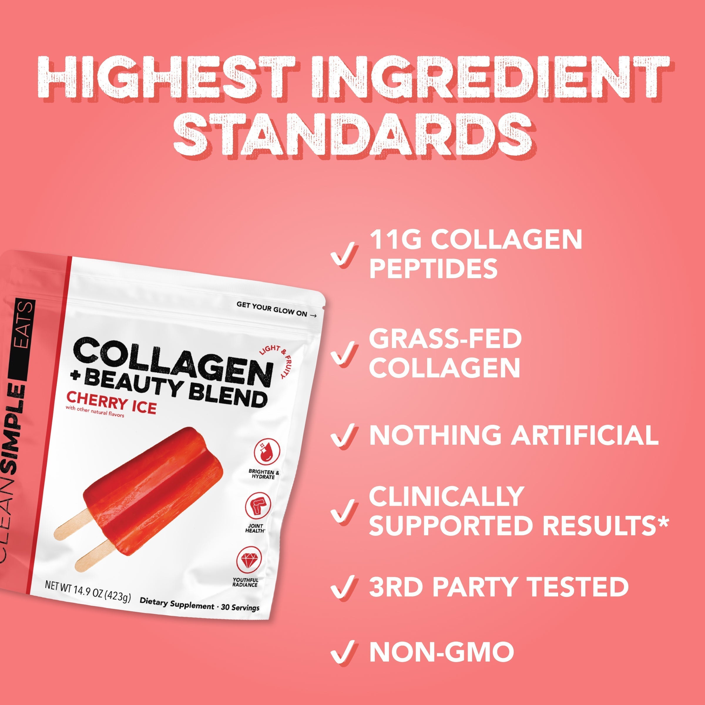 cleansimpleeats Collagen + Beauty Blend: Cherry Ice (30 Serving)