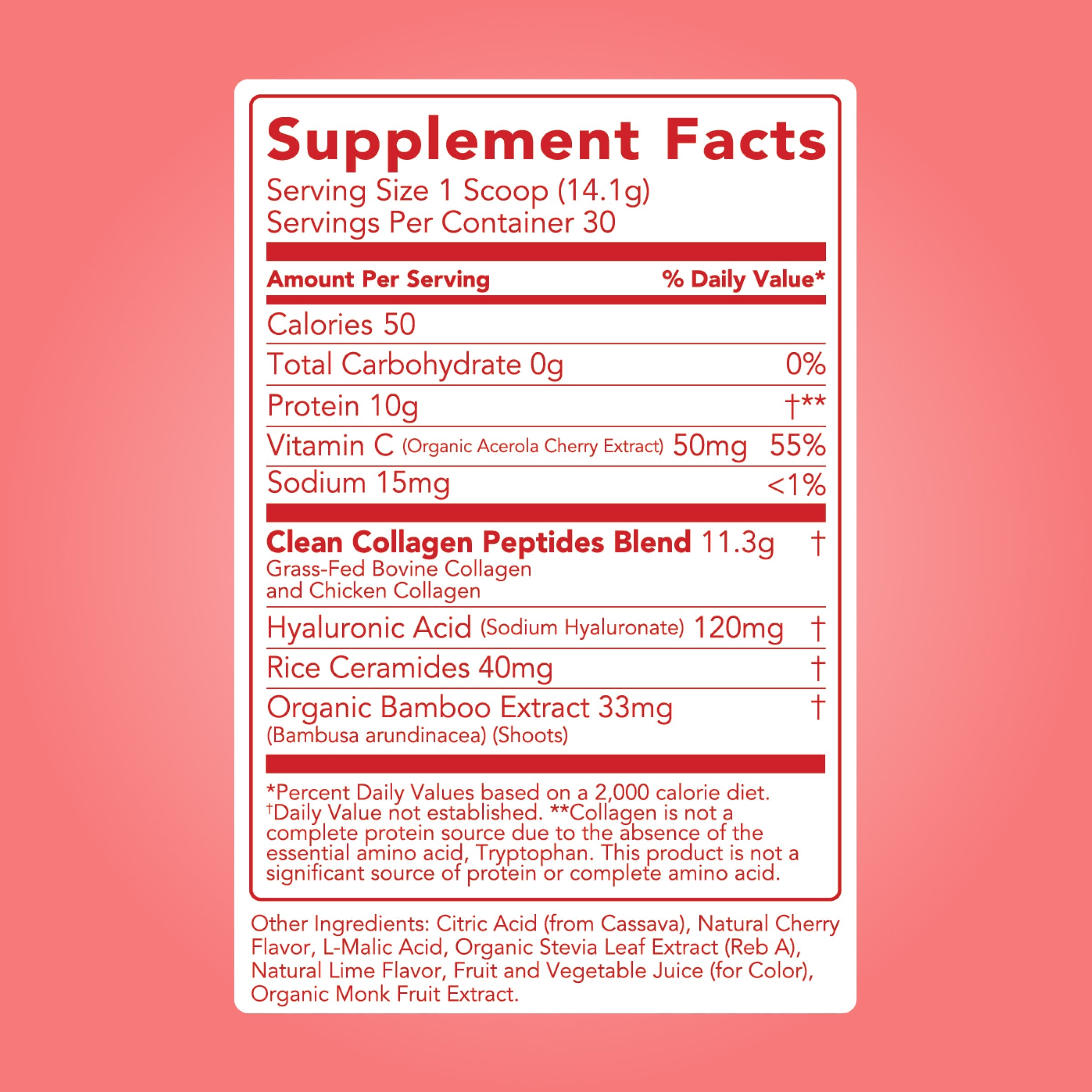 cleansimpleeats Collagen + Beauty Blend: Cherry Ice (30 Serving)