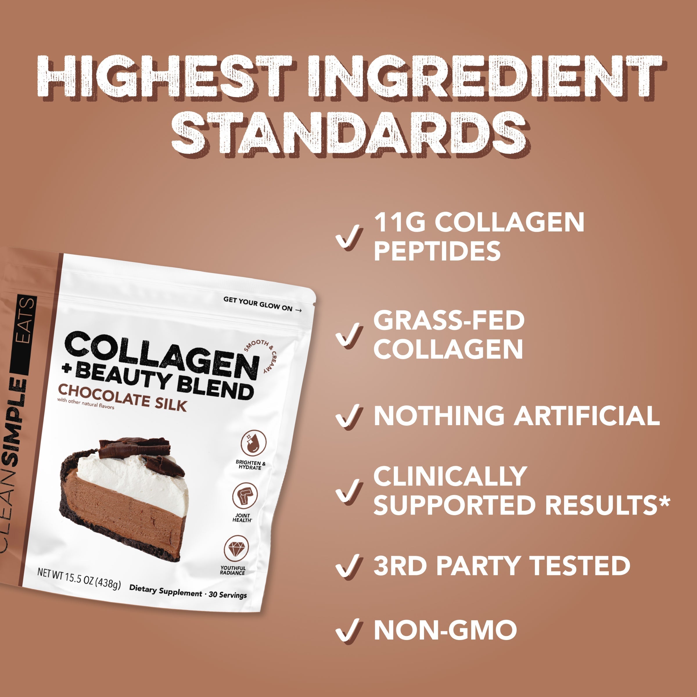 cleansimpleeats Collagen + Beauty Blend: Chocolate Silk (30 Serving)