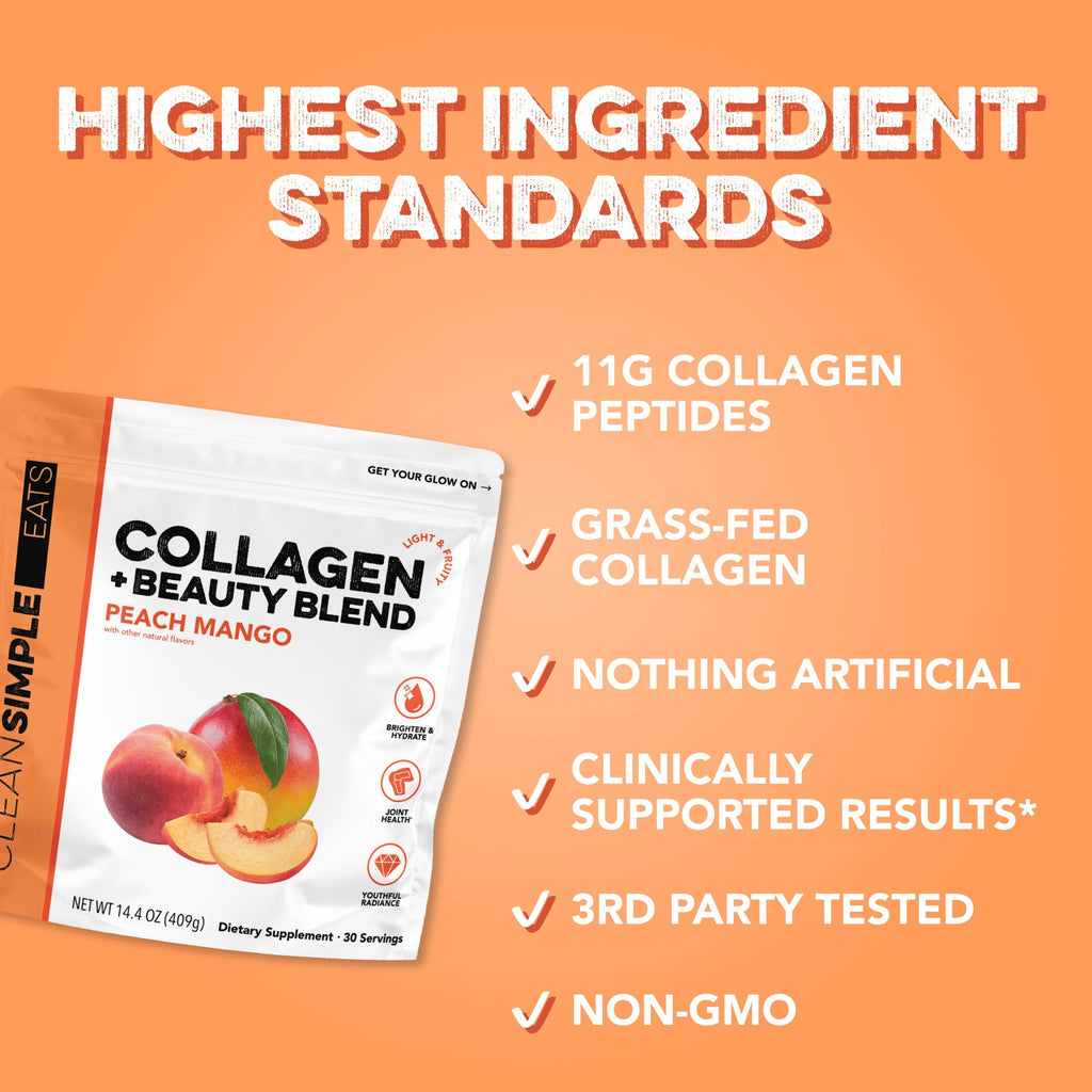 cleansimpleeats Collagen + Beauty Blend: Peach Mango (30 Servings)