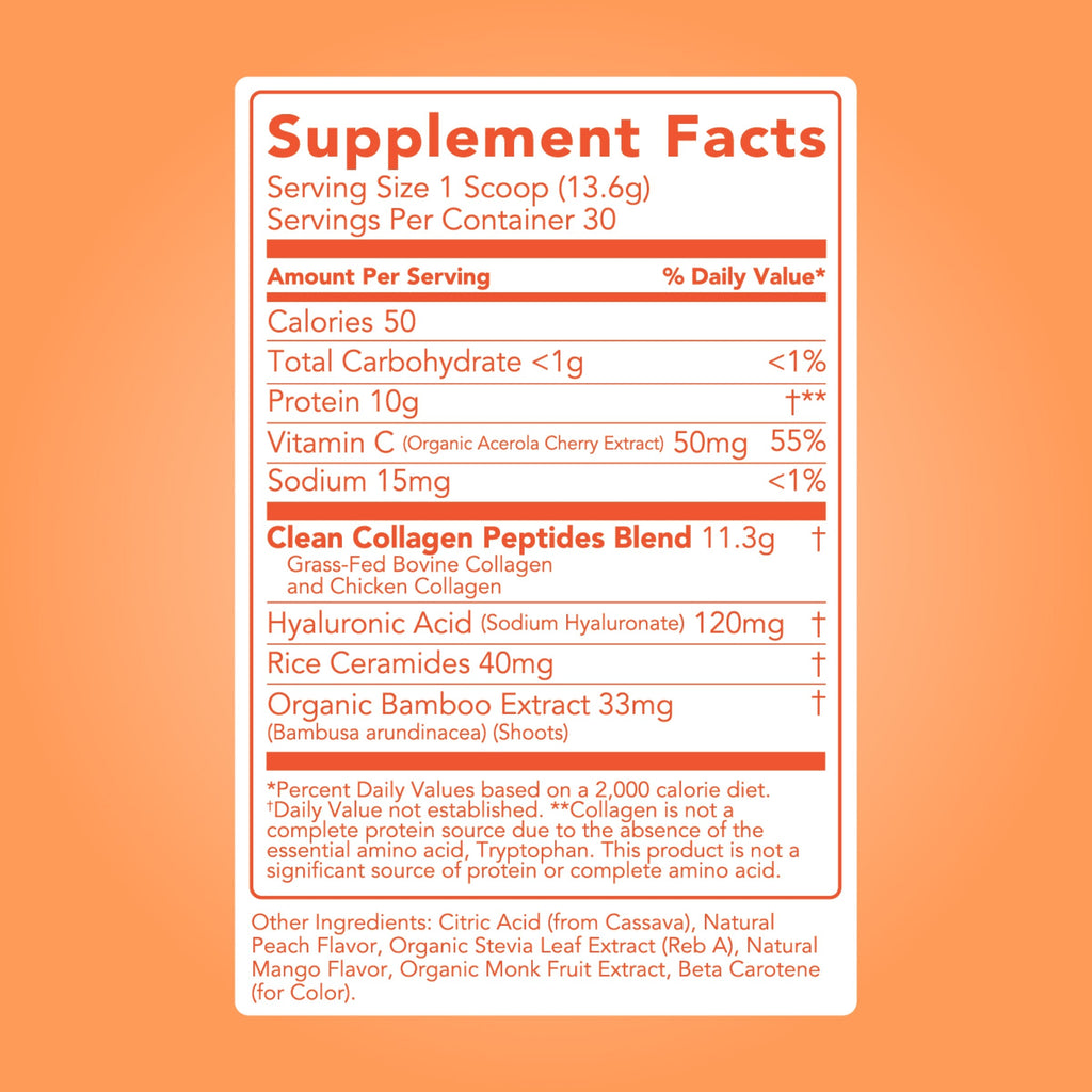 cleansimpleeats Collagen + Beauty Blend: Peach Mango (30 Servings)