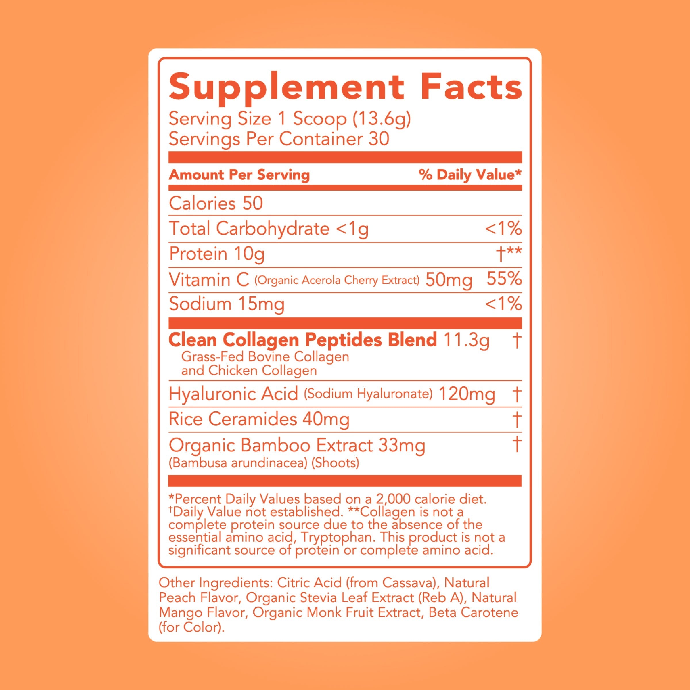 cleansimpleeats Collagen + Beauty Blend: Peach Mango (30 Servings)