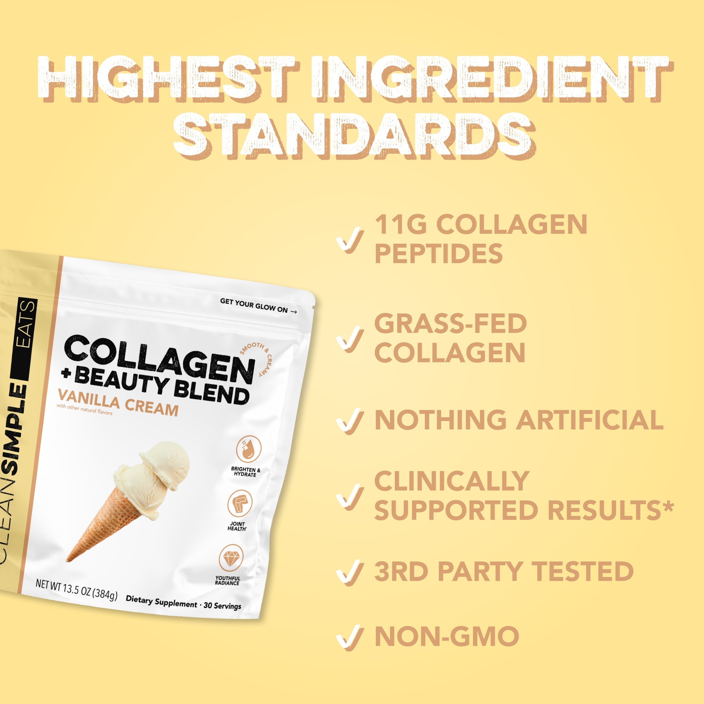 cleansimpleeats Collagen + Beauty Blend: Vanilla Cream (30 Serving)