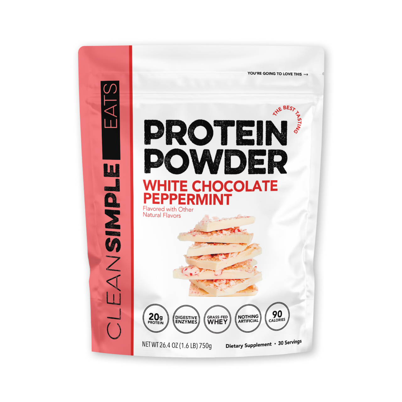 cleansimpleeats Protein Powder: White Chocolate Peppermint (30 Serving Bag)