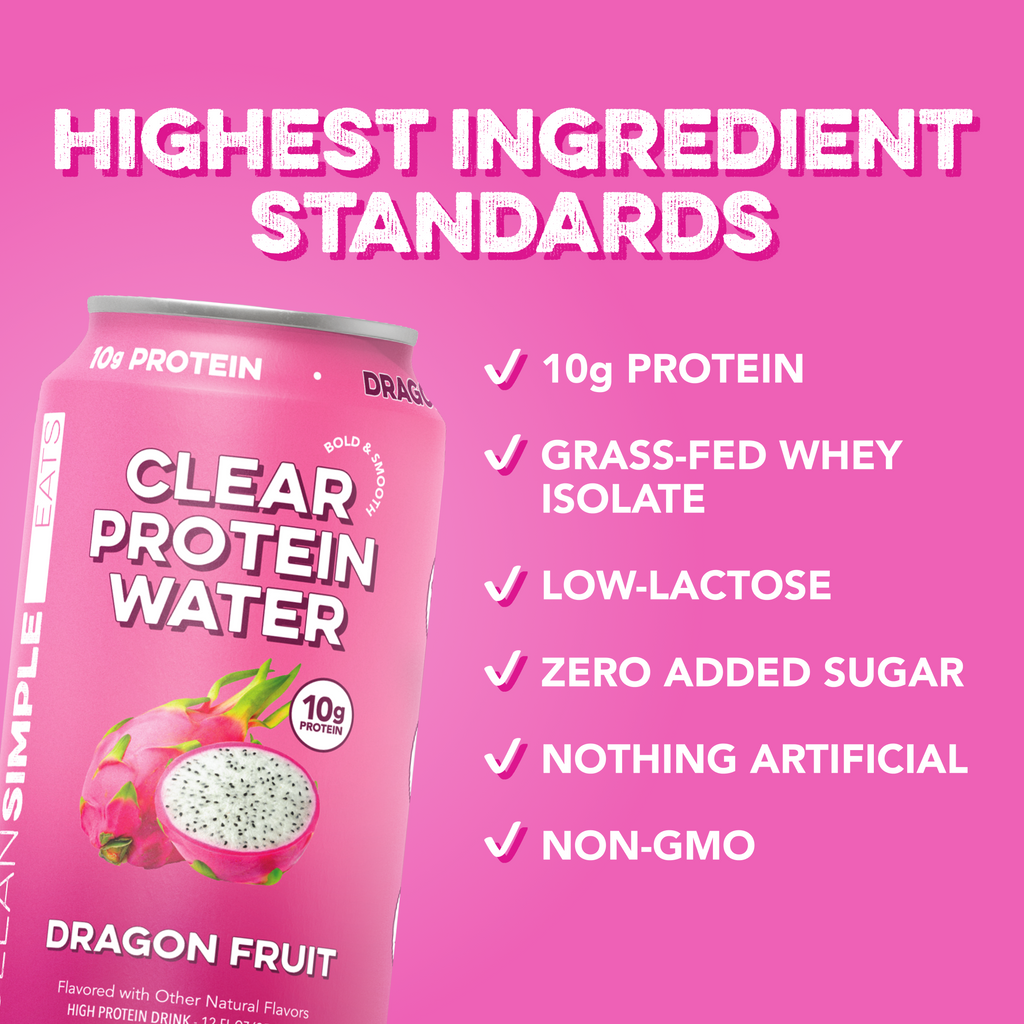 cleansimpleeats Clear Protein Water: Dragon Fruit (12 Oz. | 12 Pack)