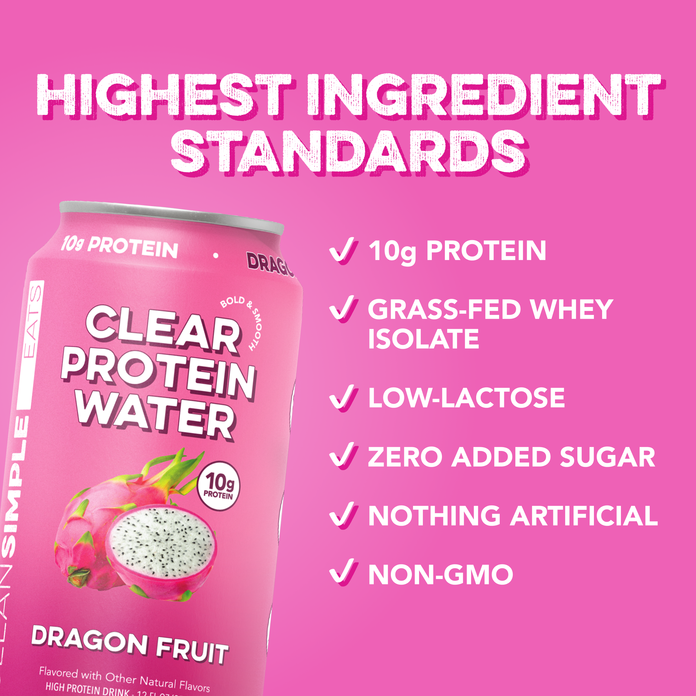 cleansimpleeats Clear Protein Water: Dragon Fruit (12 Oz. | 12 Pack)