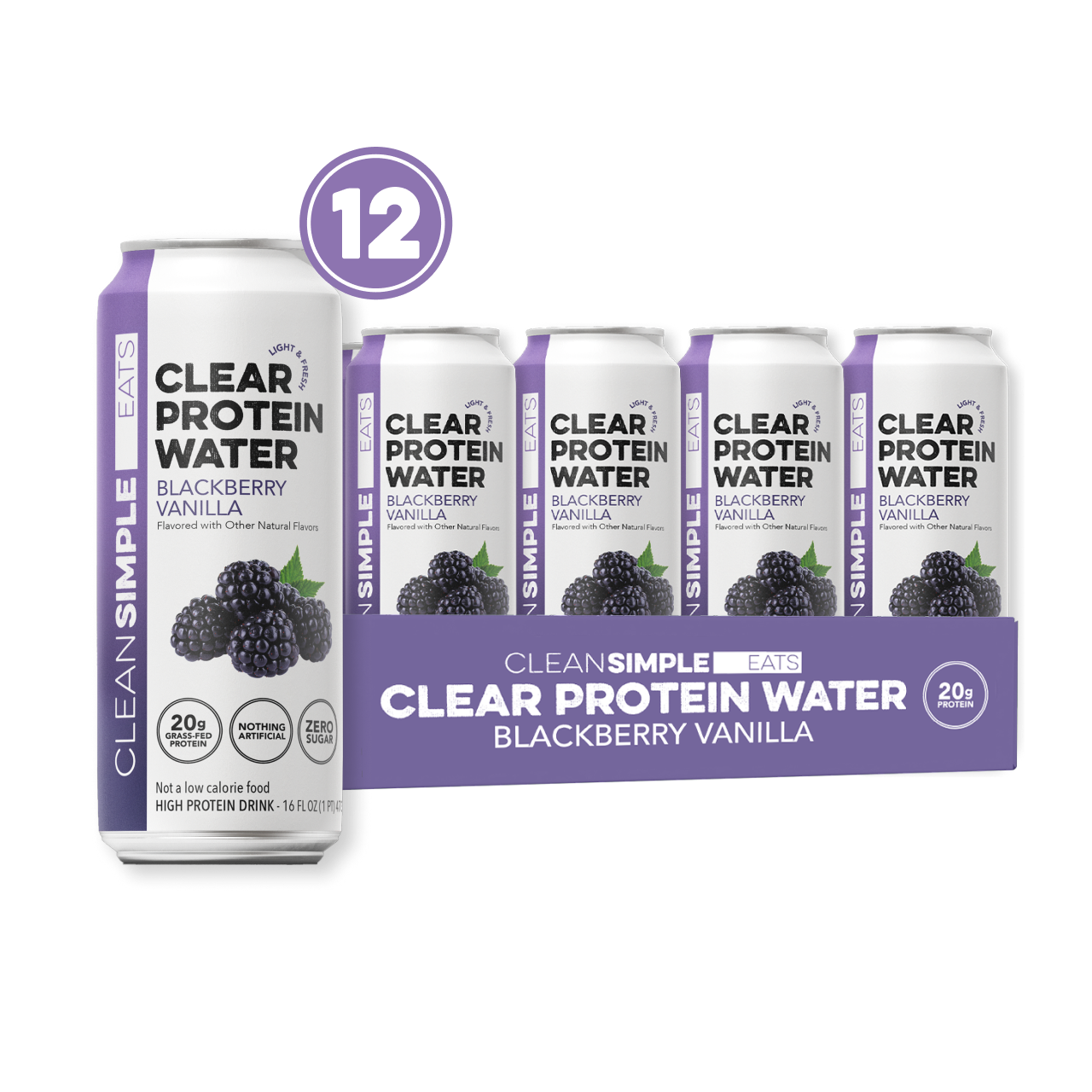 cleansimpleeats Clear Protein Water: Blackberry Vanilla (16 Oz. | 12 Pack)