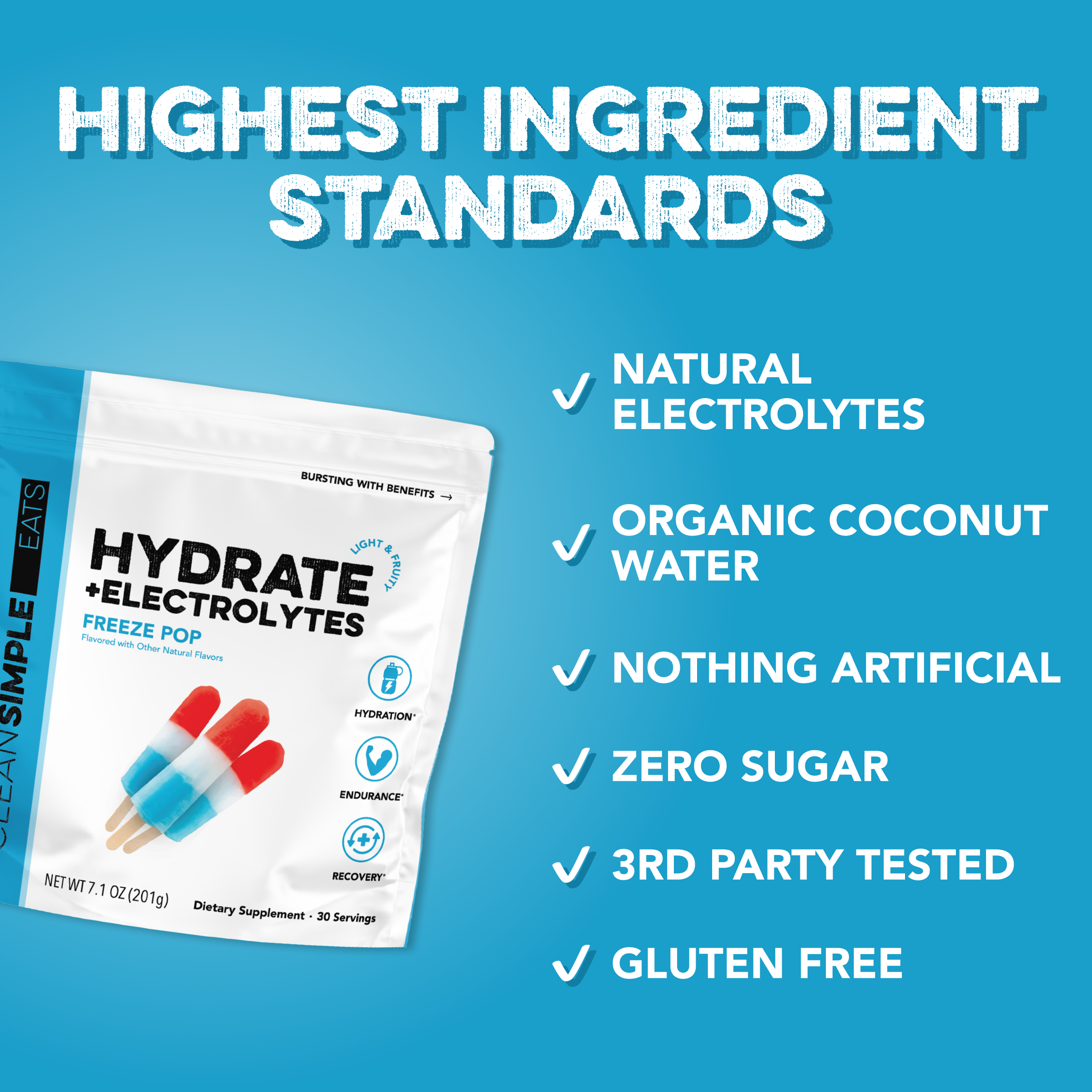 cleansimpleeats Hydrate + Electrolytes: Freeze Pop (30 Serving Bag)