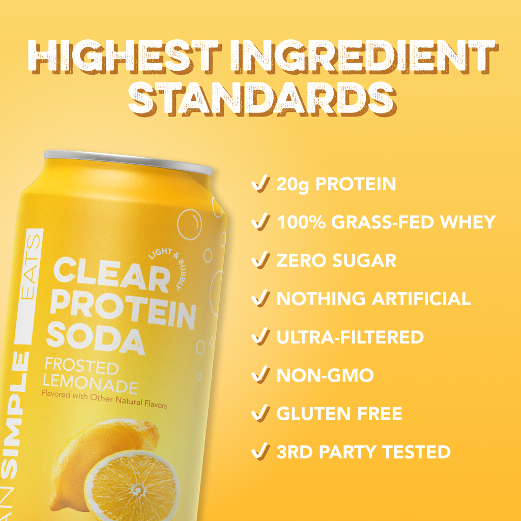 cleansimpleeats Clear Protein Soda: Frosted Lemonade (16 Oz. | 12 Pack)
