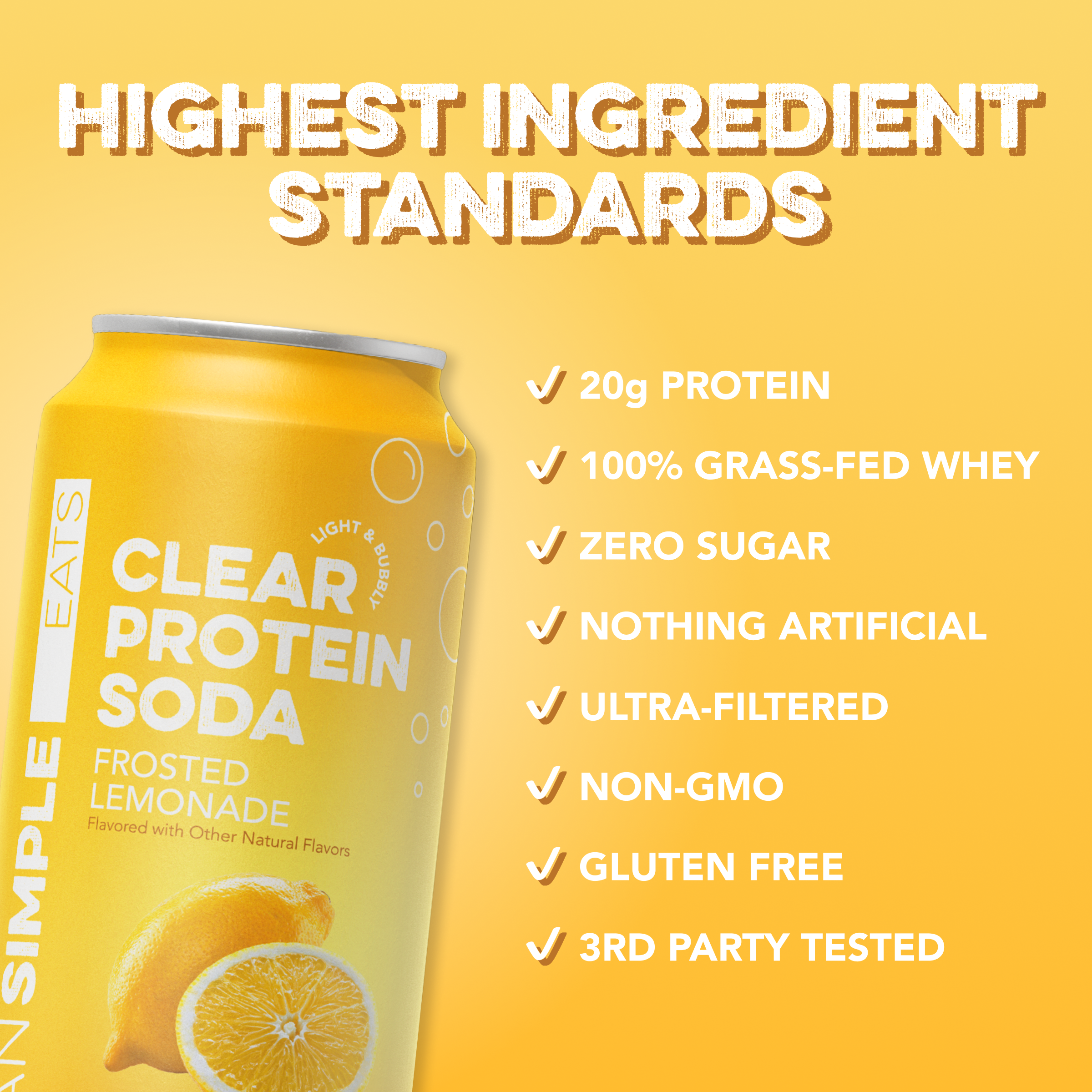 cleansimpleeats Clear Protein Soda: Frosted Lemonade (16 Oz. | 12 Pack)