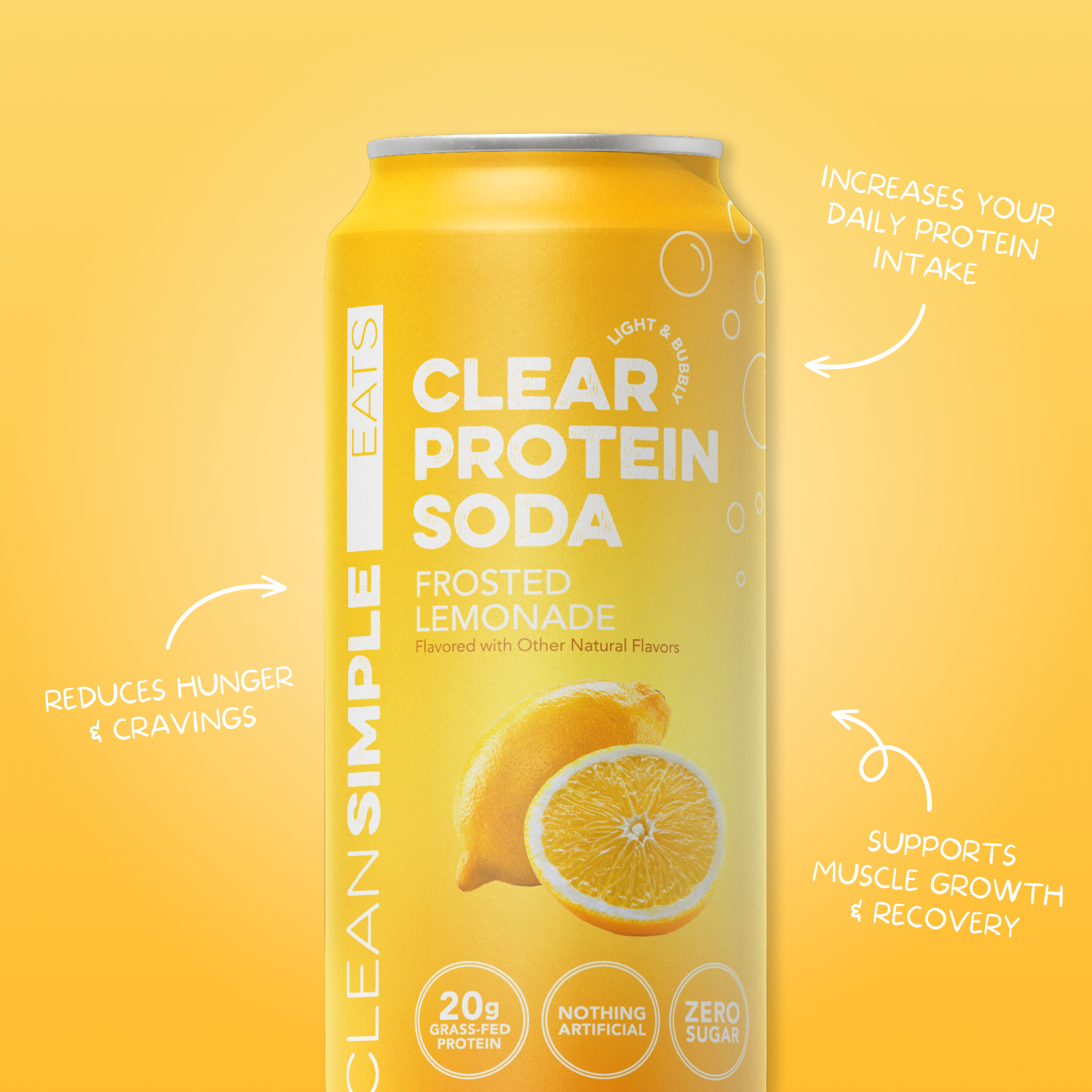 cleansimpleeats Clear Protein Soda: Frosted Lemonade (16 Oz. | 12 Pack)