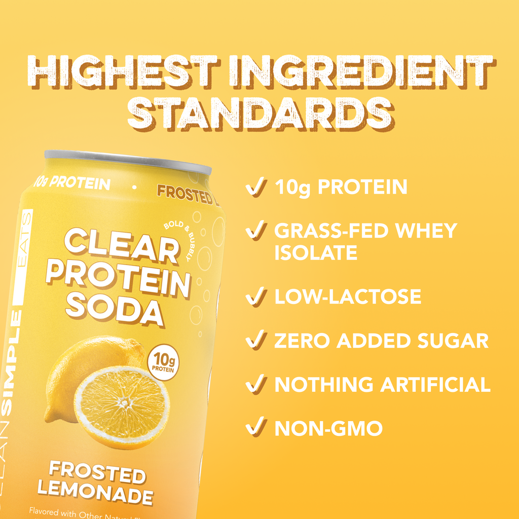 cleansimpleeats Clear Protein Soda: Frosted Lemonade (12 Oz. | 12 Pack)