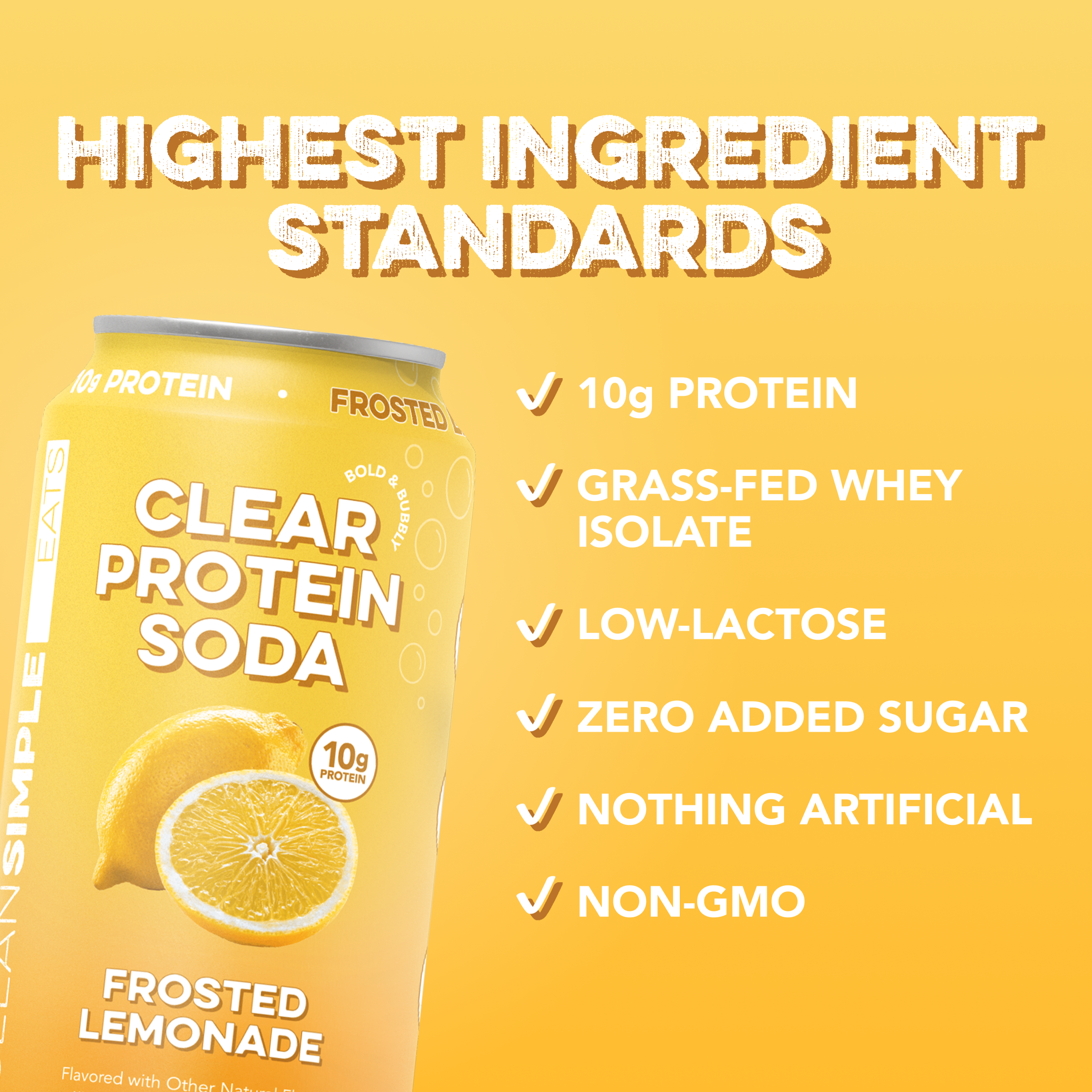cleansimpleeats Clear Protein Soda: Frosted Lemonade (12 Oz. | 12 Pack)