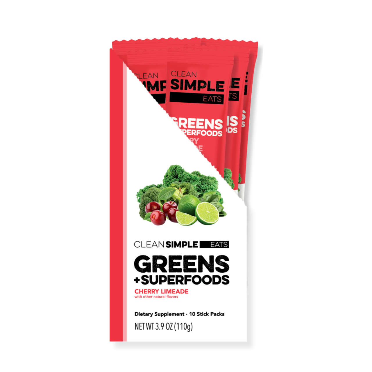 cleansimpleeats Greens: Cherry Limeade (10 Single Serving Stick Packs)