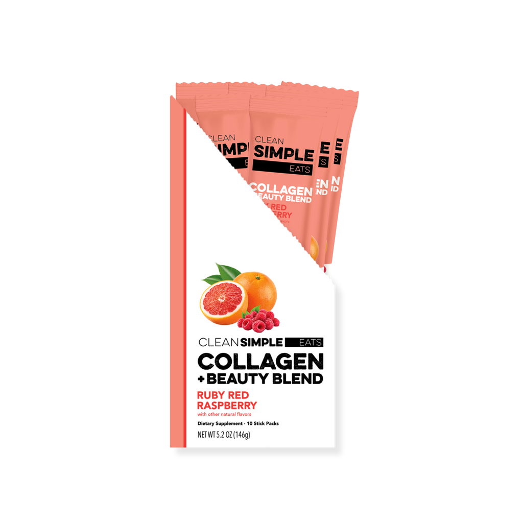 cleansimpleeats Collagen + Beauty Blend: Ruby Red Raspberry (10 Single Serving Stick Pack)