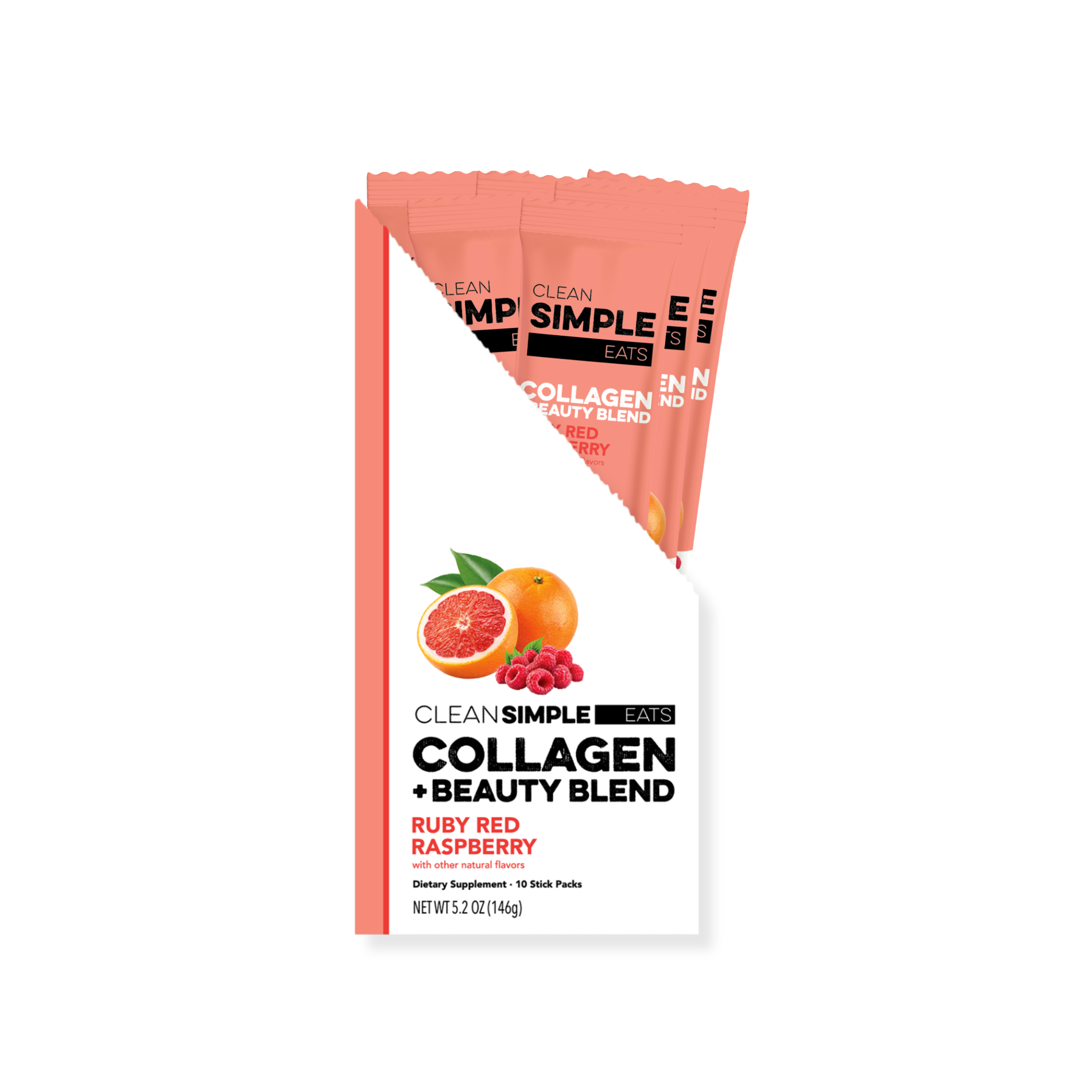 cleansimpleeats Collagen + Beauty Blend: Ruby Red Raspberry (10 Single Serving Stick Pack)