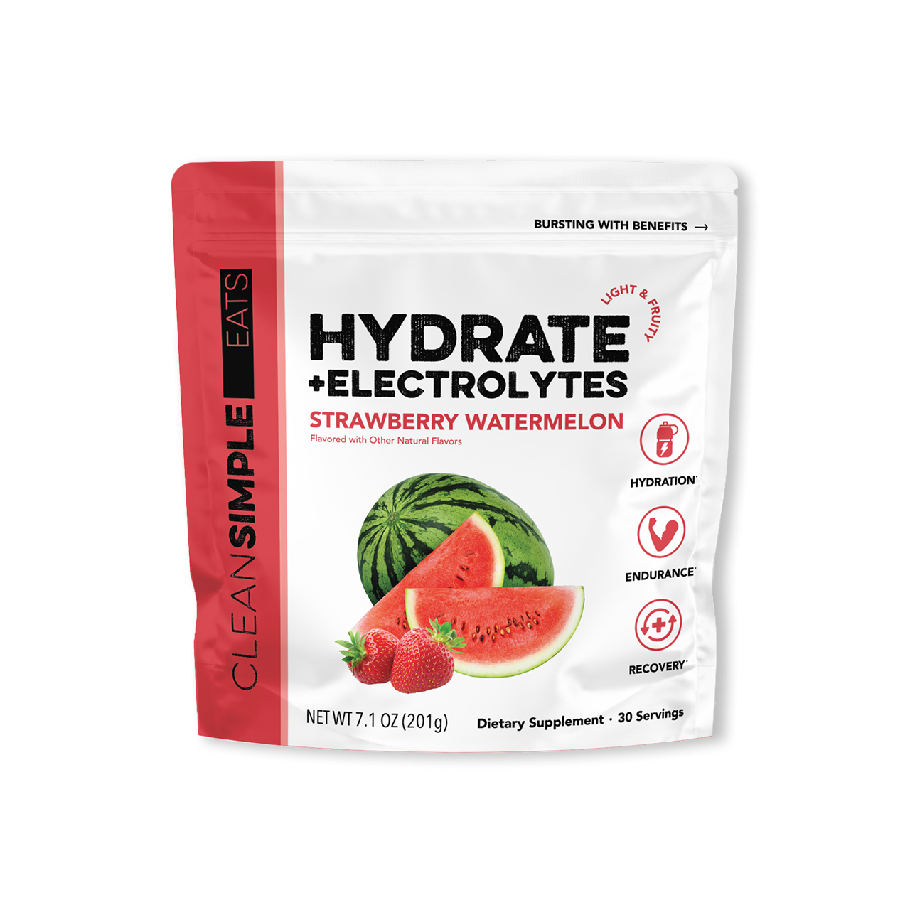 cleansimpleeats Hydrate + Electrolytes: Strawberry Watermelon (30 Serving Bag)