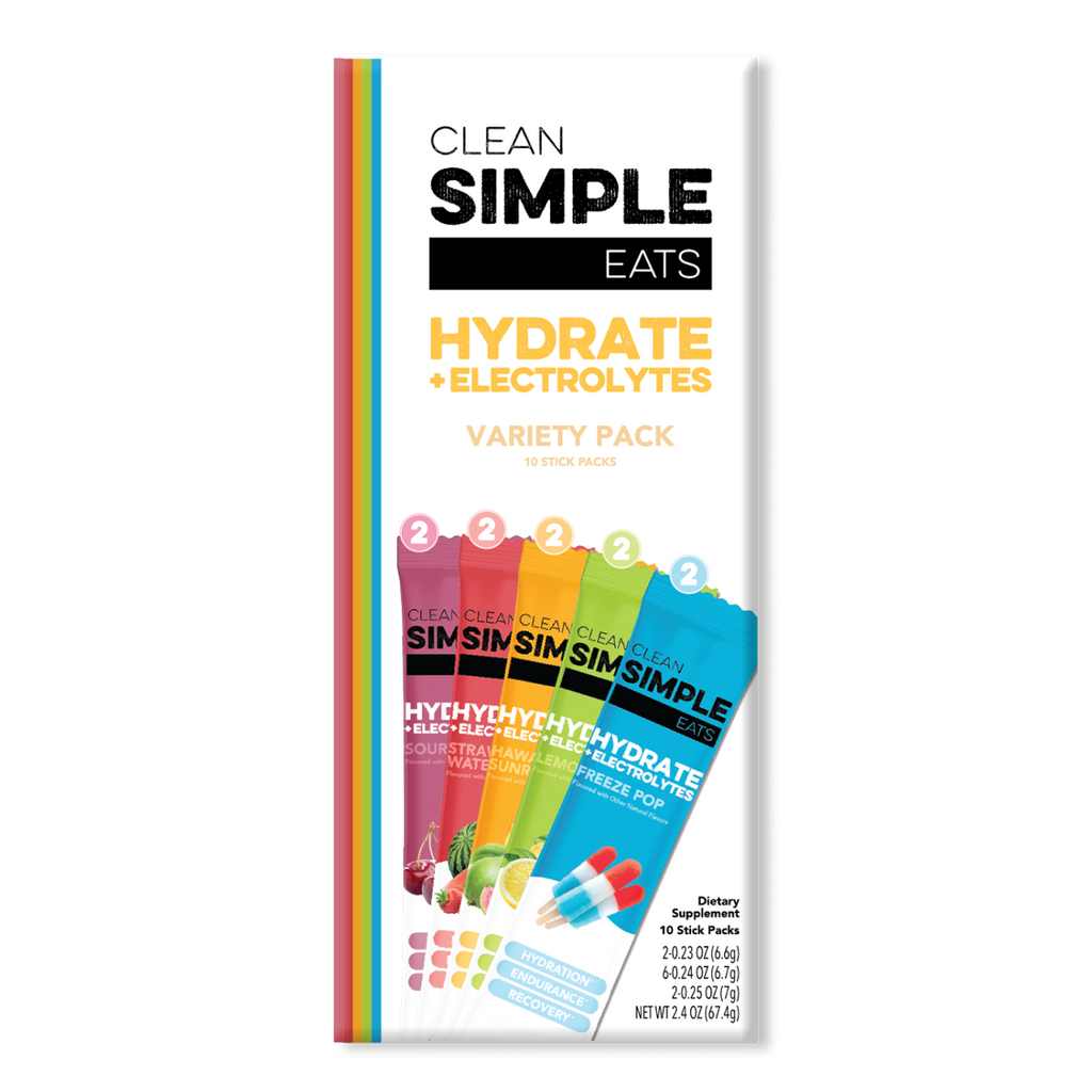 cleansimpleeats Hydrate + Electrolytes: Variety Pack (10 Single Serving Stick Packs)