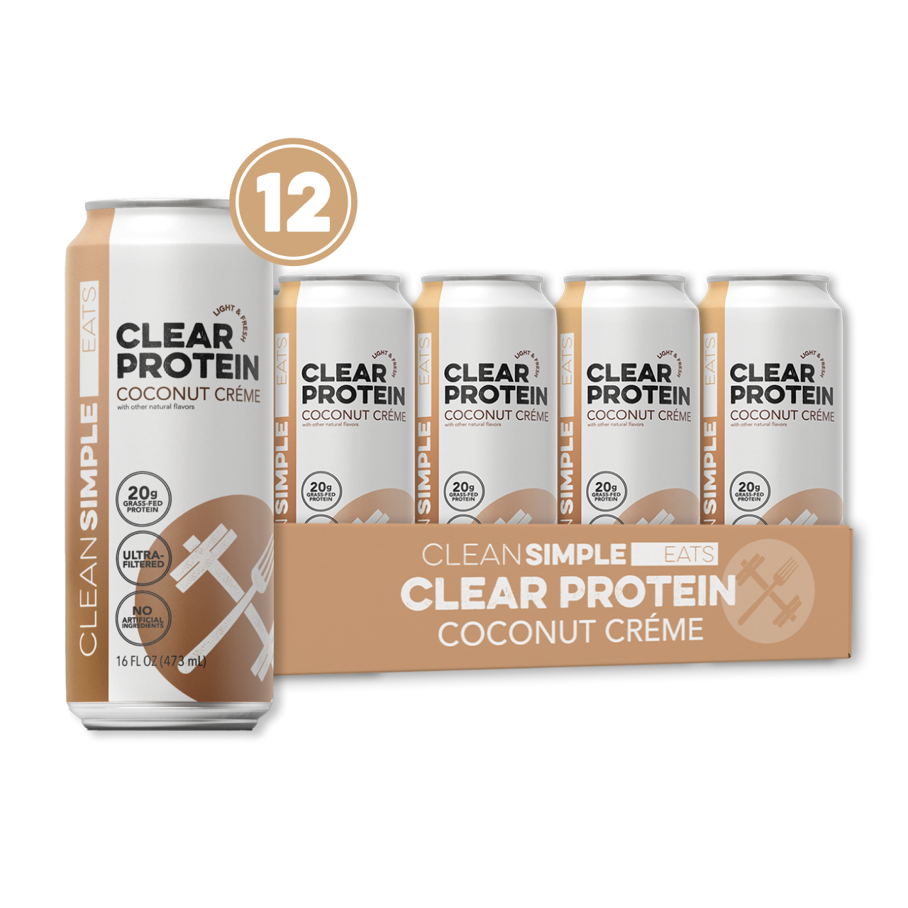 cleansimpleeats Clear Protein Water: Coconut Créme (16 Oz. | 12 Pack)