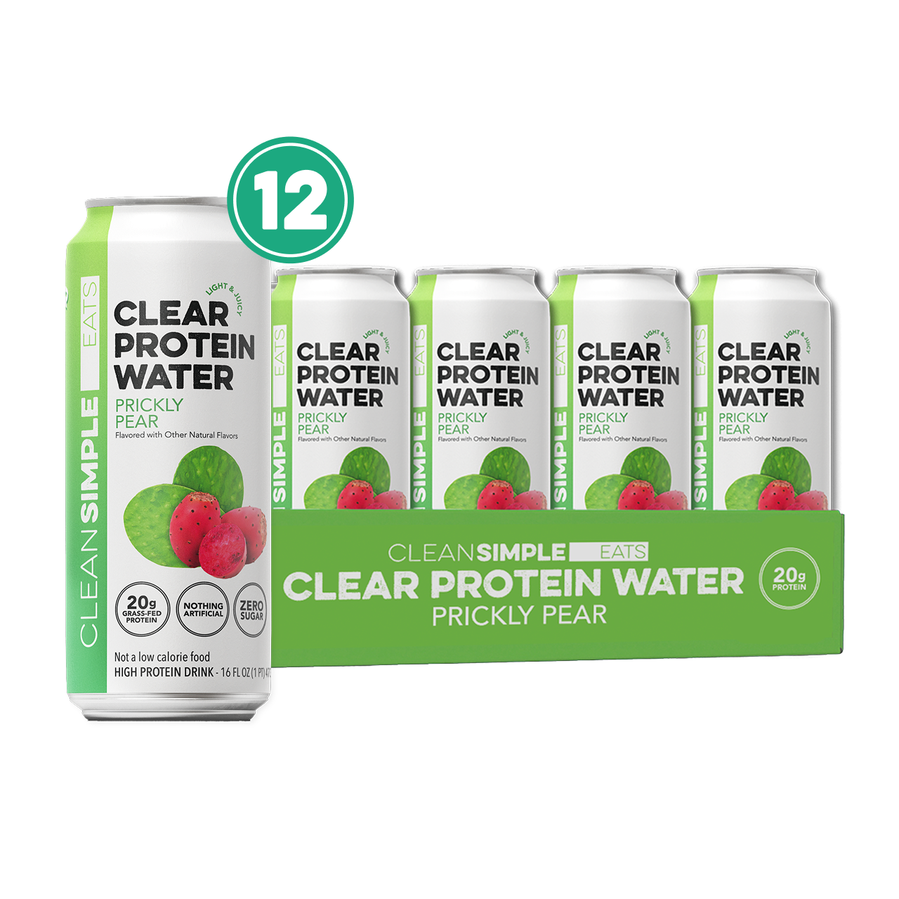 cleansimpleeats Clear Protein Water: Prickly Pear (16 Oz. | 12 Pack)