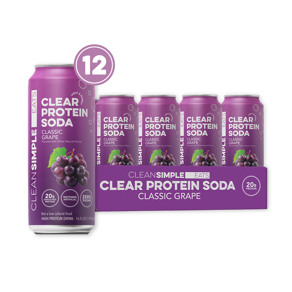 cleansimpleeats Clear Protein Soda: Classic Grape (16 Oz. | 12 Pack)