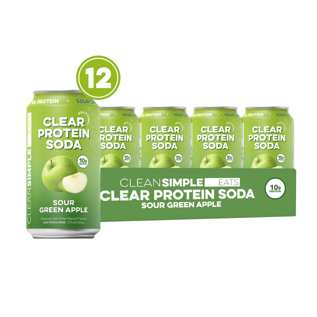 cleansimpleeats Clear Protein Soda: Sour Green Apple (12 Oz. | 12 Pack)