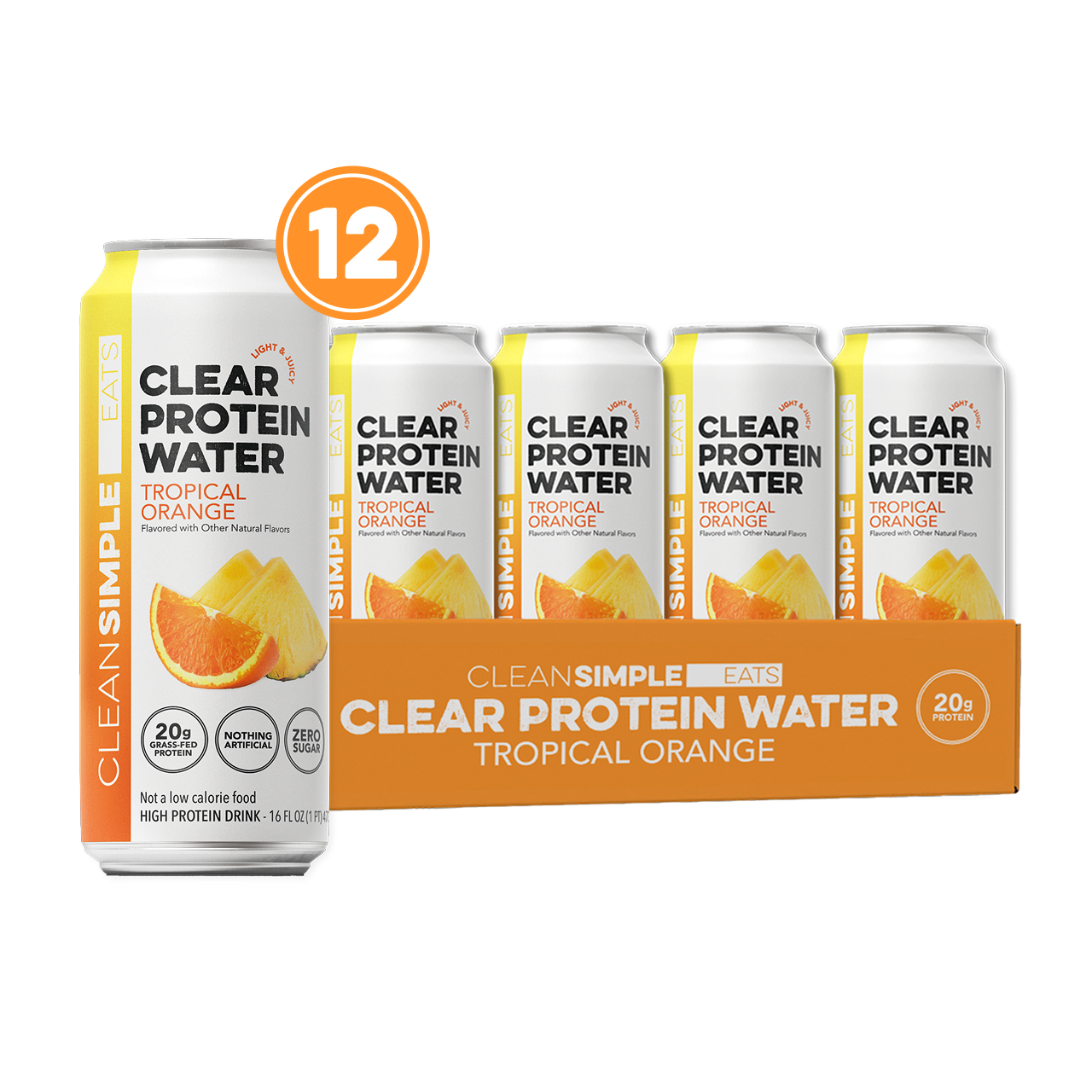 cleansimpleeats Clear Protein Water: Tropical Orange (16 Oz. | 12 Pack)