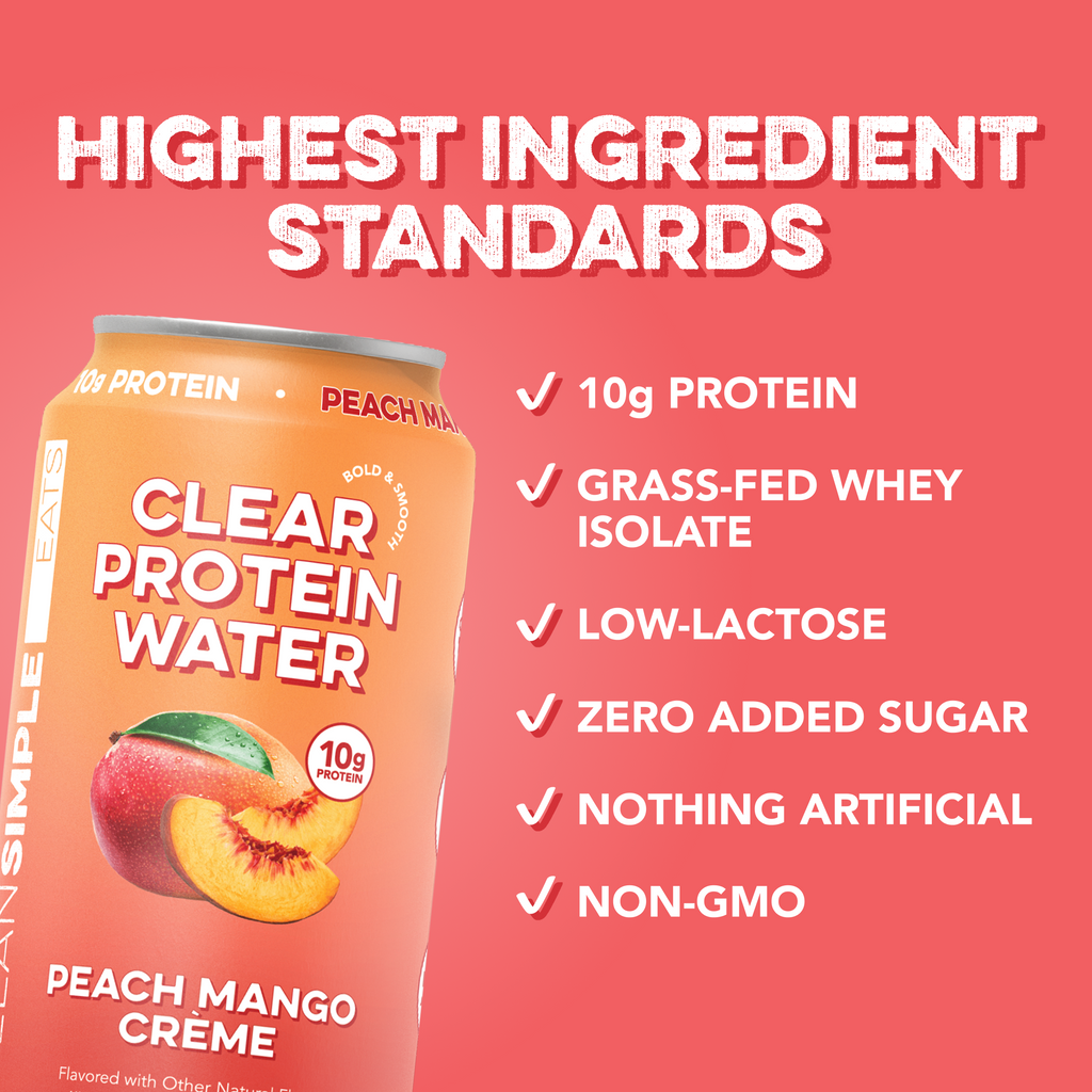 cleansimpleeats Clear Protein Water: Peach Mango Créme (12 Oz. | 12 Pack)