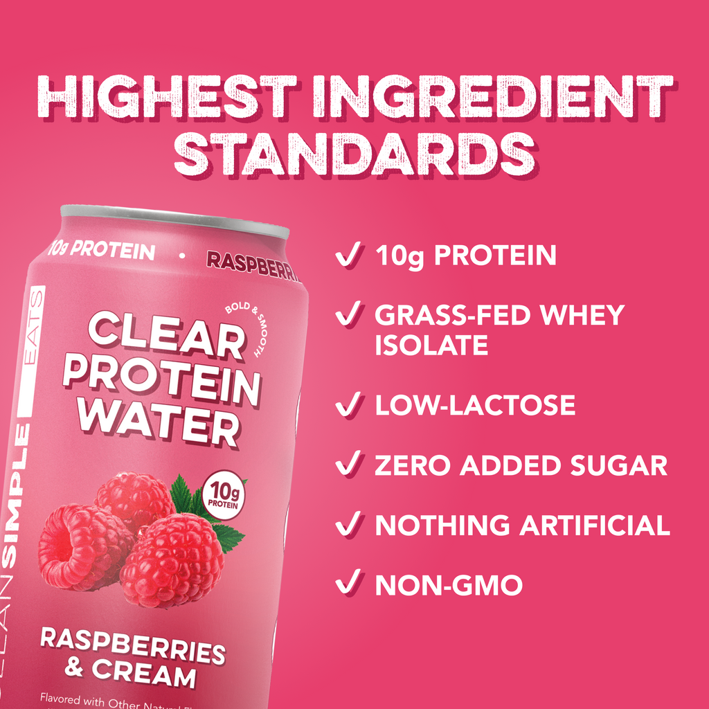 cleansimpleeats Clear Protein Water: Raspberries & Cream (12 Oz. | 12 Pack)