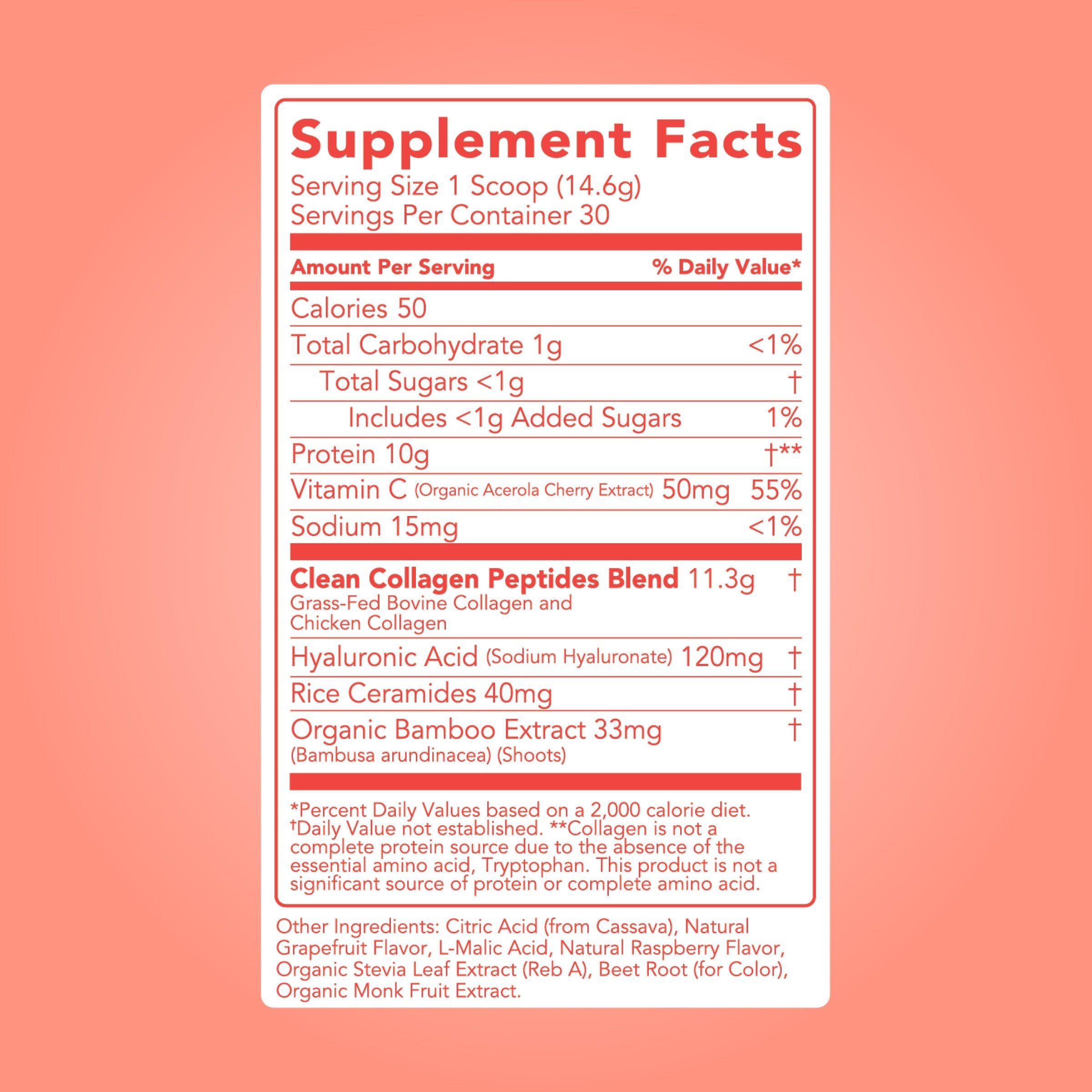 cleansimpleeats Collagen + Beauty Blend: Ruby Red Raspberry (30 Serving)