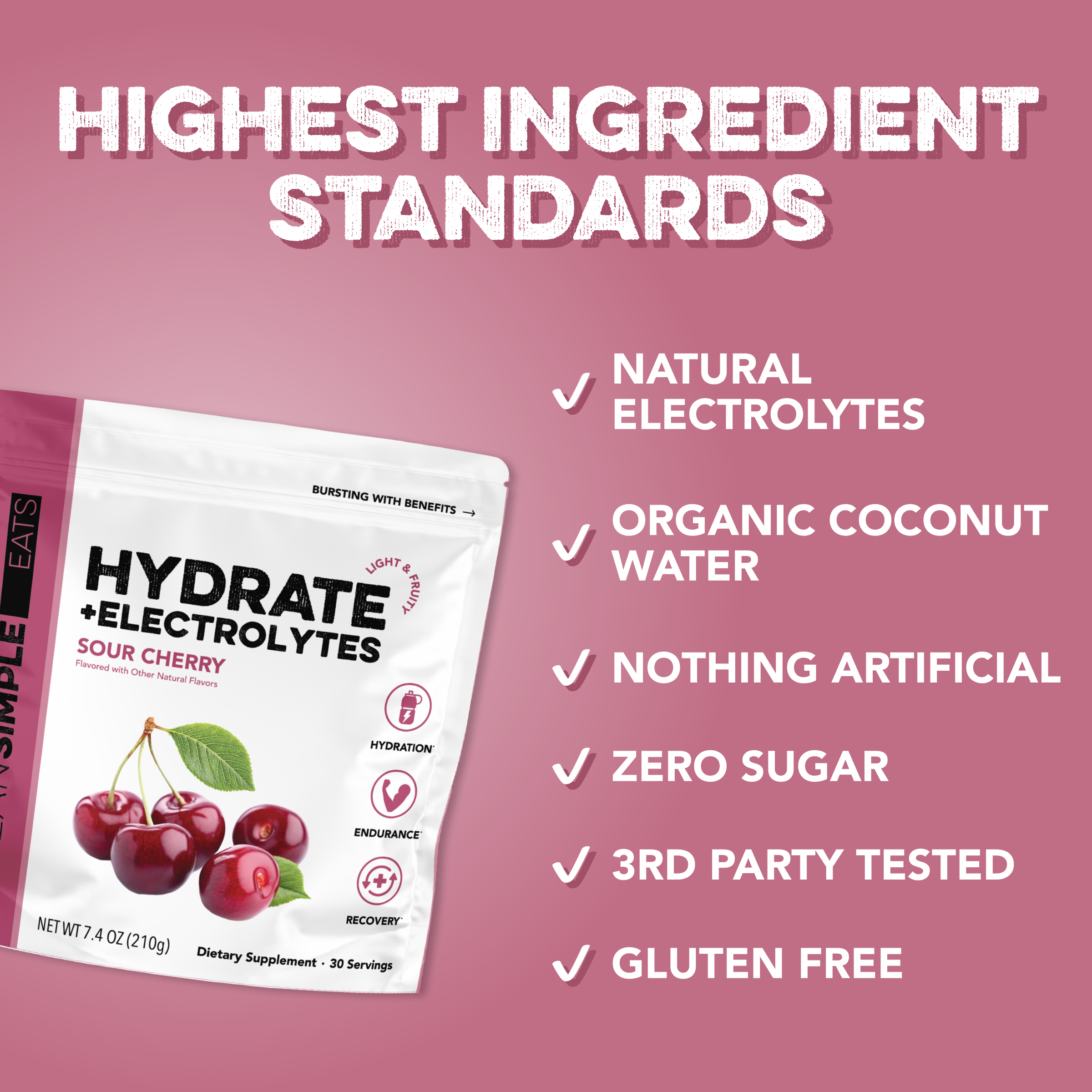 cleansimpleeats Hydrate + Electrolytes: Sour Cherry (30 Serving Bag)