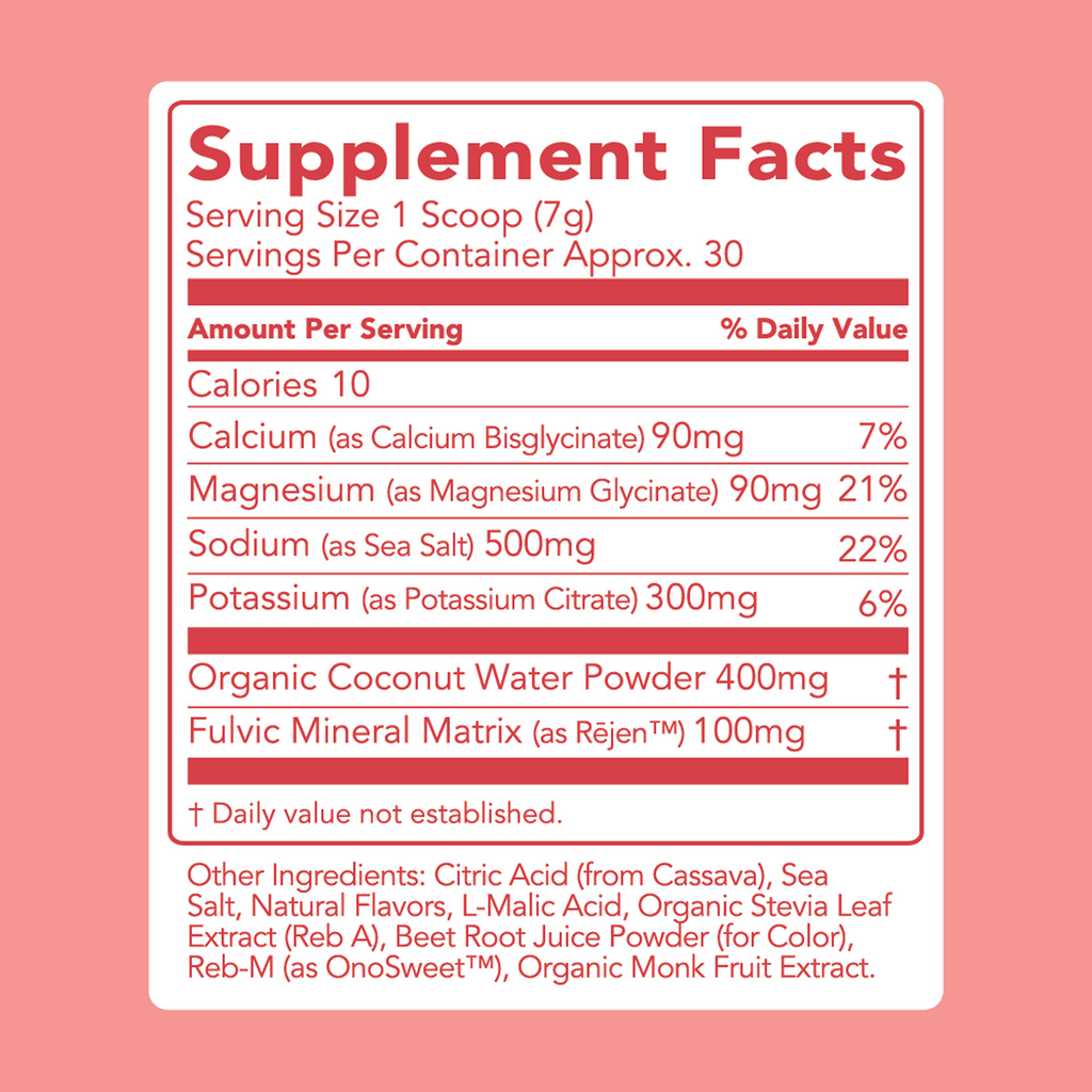 cleansimpleeats Hydrate + Electrolytes: Strawberry Watermelon (30 Serving Bag)
