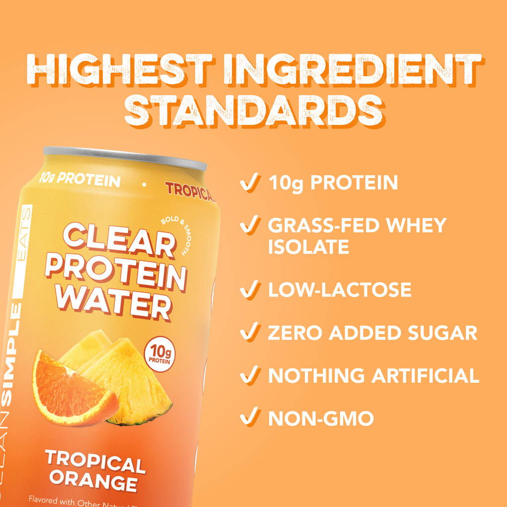 cleansimpleeats Clear Protein Water: Tropical Orange (12 Oz. | 12 Pack)