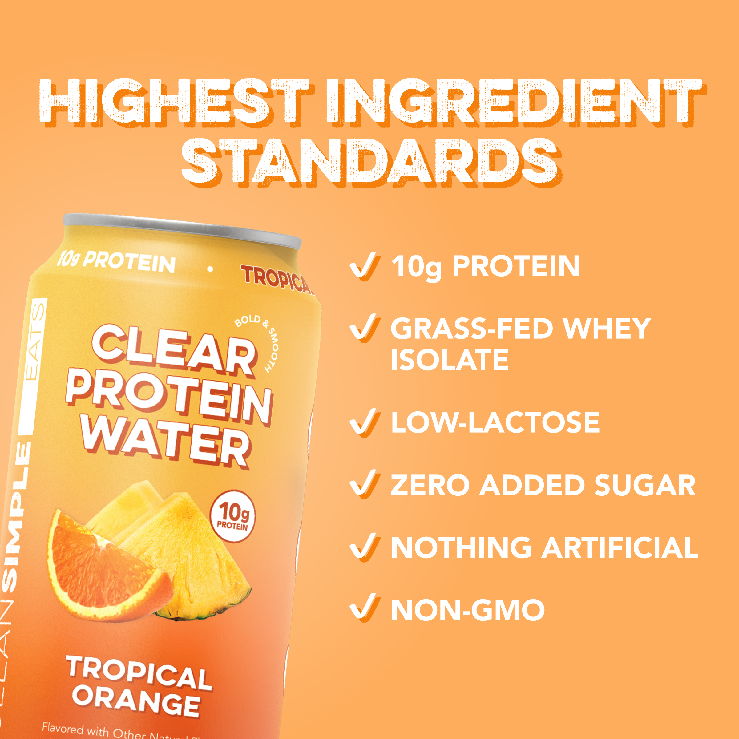 cleansimpleeats Clear Protein Water: Tropical Orange (12 Oz. | 12 Pack)