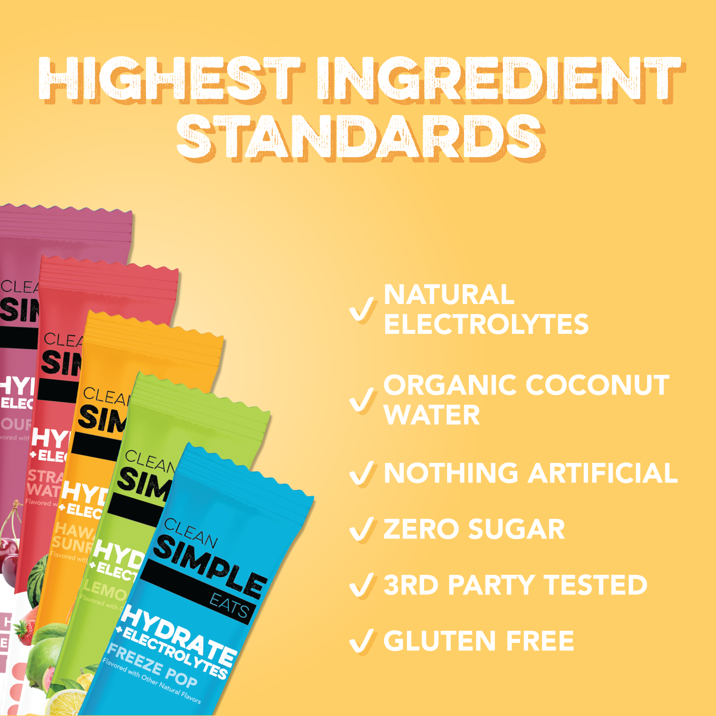cleansimpleeats Hydrate + Electrolytes: Variety Pack (10 Single Serving Stick Packs)